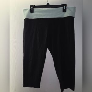 Vintage VS PINK cropped Leggings Fold Over Waistband With Rhinstone Logo Back